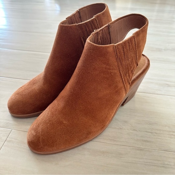 Eileen Fisher Caramel Suede Marlie Slingback Heels - Picture 2 of 7